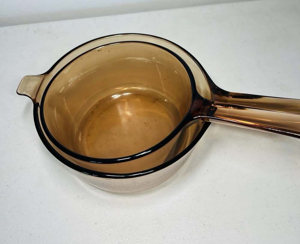 Corning Visions Amber Glass Saucepans With Lids Set of 2 - Picture 7 of 7
